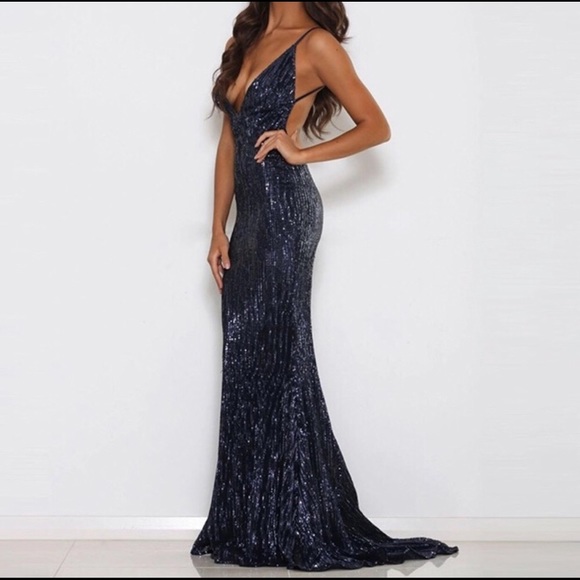 Dresses & Skirts - Gorgeous blue sequin gown - NWOT